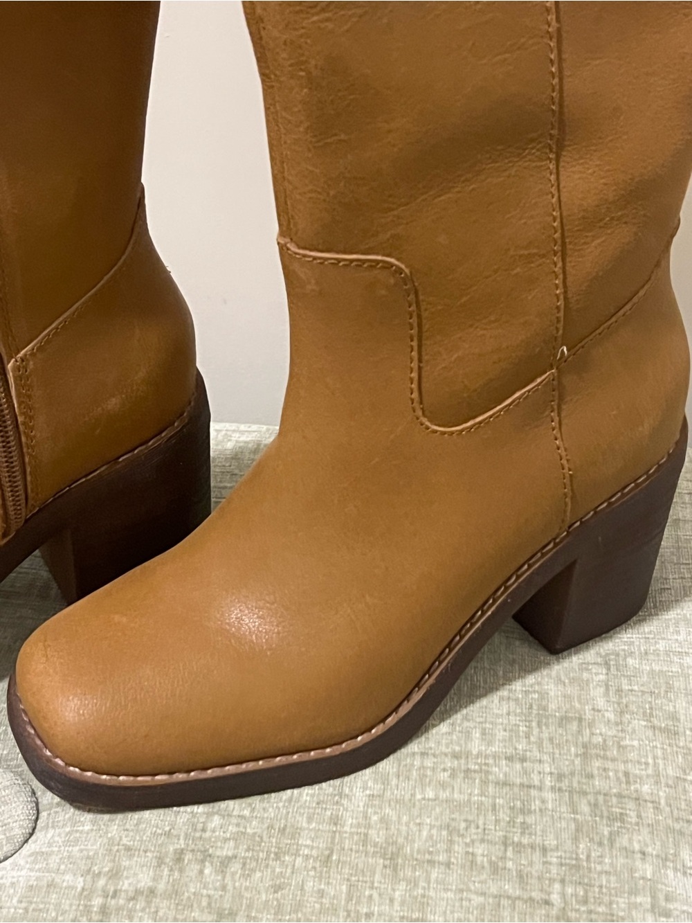 Crown Vintage Tall Leather Over-the-Knee Boots in Cognac Brown - Picture 2 of 5